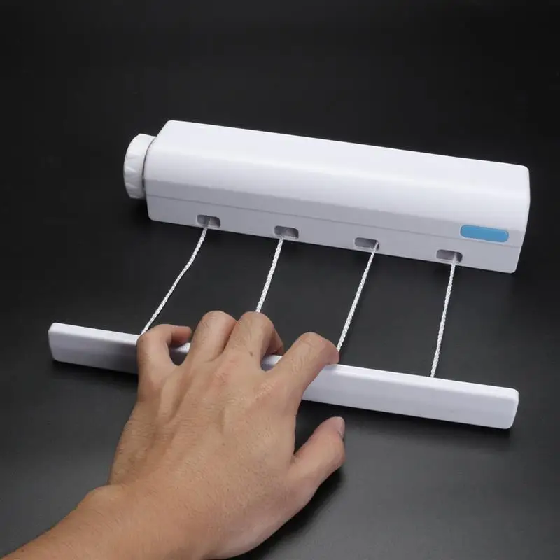 

3.2M 4 Lines Clothesline Rope Abs Auto Roll Up Washing Indoor Space Saving Retractable Clothesline Indoor Outdoor Clothes Dryer