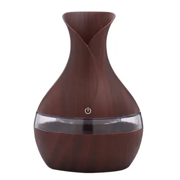 

Wood Grain Humidifier Aromatherapy Machine Household Vase Air Purification Round Humidifier Brown