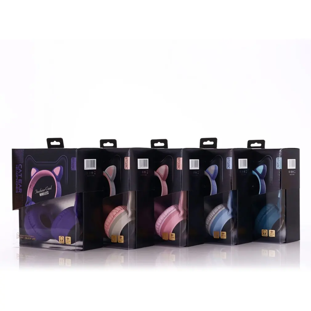 Cute Cat Ear Headset Wireless Headset Headphones 5 0 Bass Foldable Stereo Headphones Gaming Headphones For Cell Phone