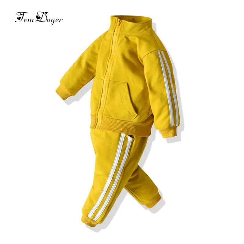 Tem doger/комплекты одежды для маленьких мальчиков и девочек г. Одежда для новорожденных мальчиков куртка на молнии+ штаны комплекты одежды для девочек из 2 предметов