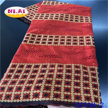 

Swiss voile lace fabric newest Red cotton lace fabric wedding bridal dry lace with hole Mr3270b