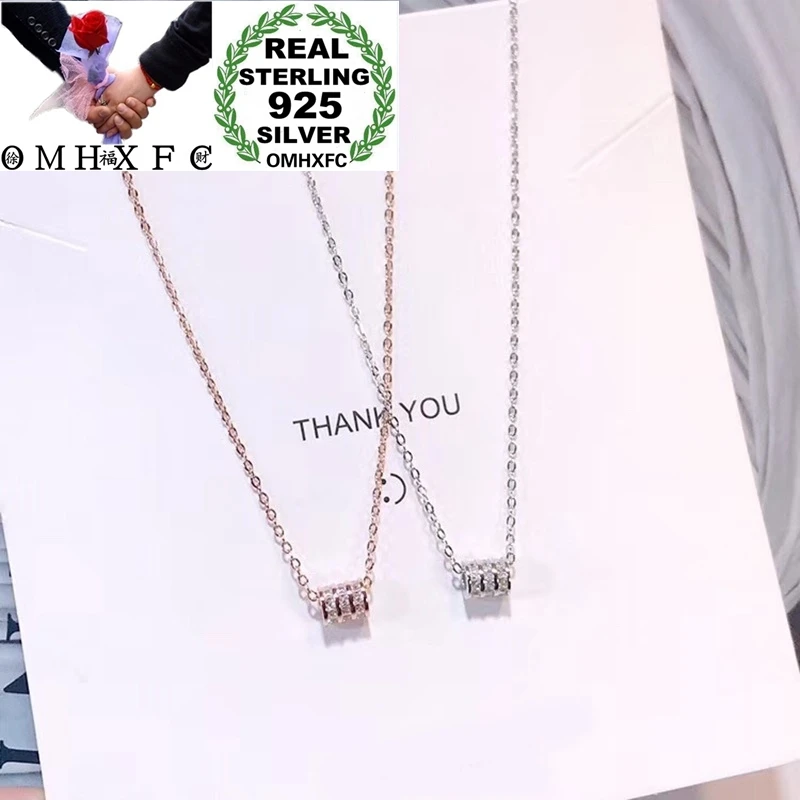 OMHXFC,, LY06, Европейская мода, женский подарок на день рождения, свадьбу, тонкая талия, циркон, 925 пробы, серебряное ожерелье с подвеской