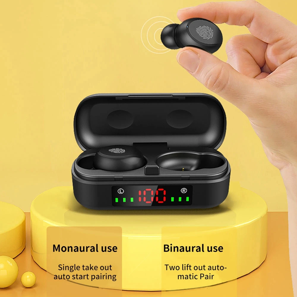 V8 Bluetooth Gameing Headset Binaural Ultra small English TWS Custom Power Display Touch 5 0 for Iphone Huawei Xiaomi samt phone