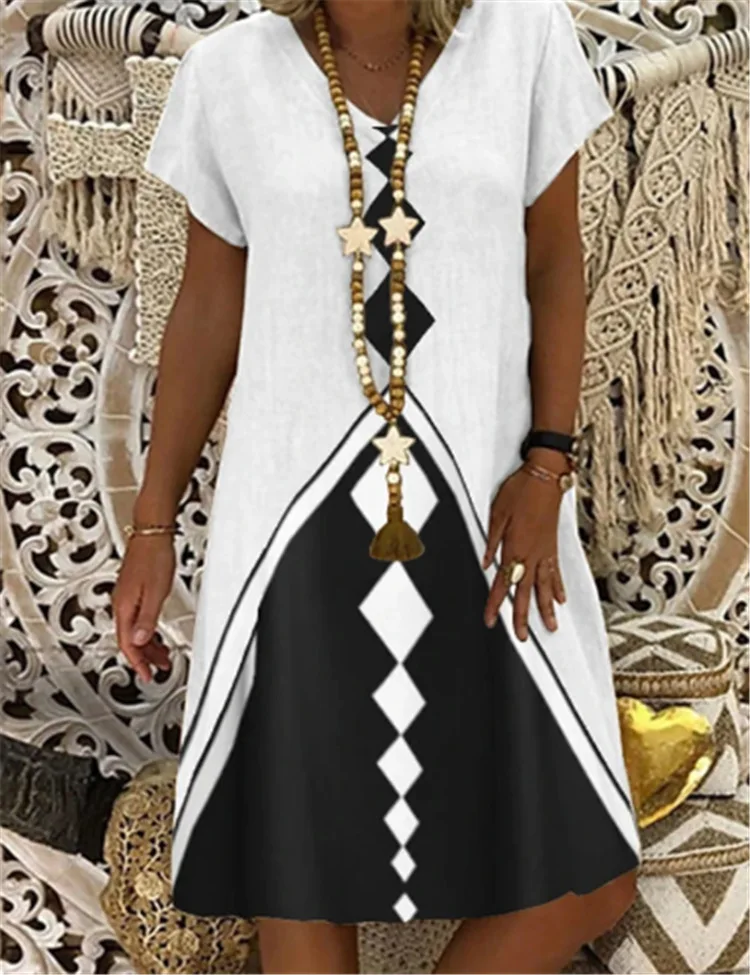 De las mujeres Vestido de la longitud de la rodilla Vestido de manga corta de verano de talla grande Casual 2021 Vestido Casual Vestidos Midi Para Mujer