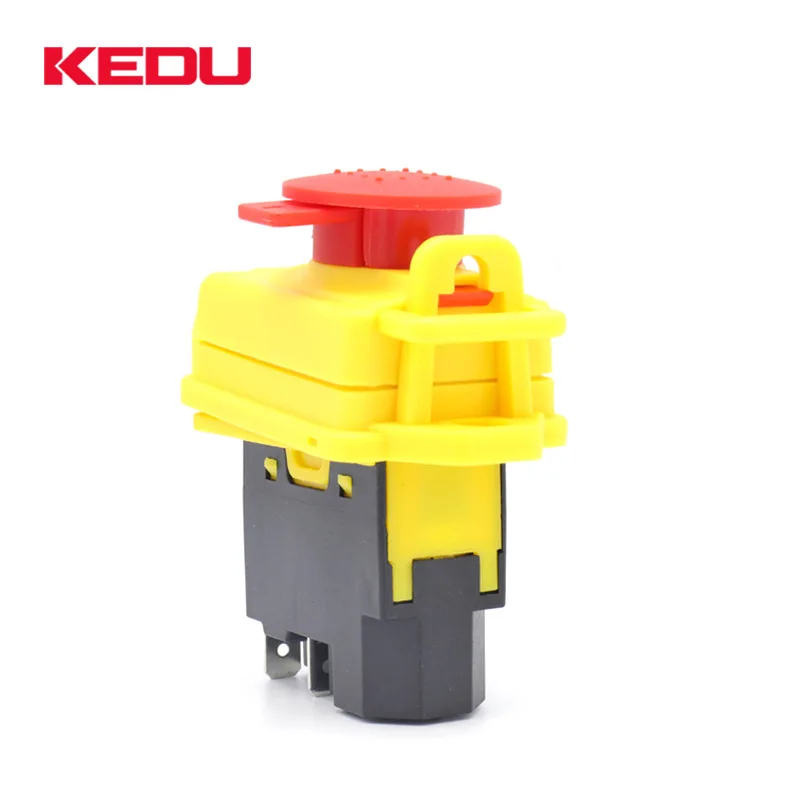 KJD17B KEDU Interruptor Botón Industrial 2NO 5 Pines IP55 - Para Tornos Y Máquinas, 18A 250V