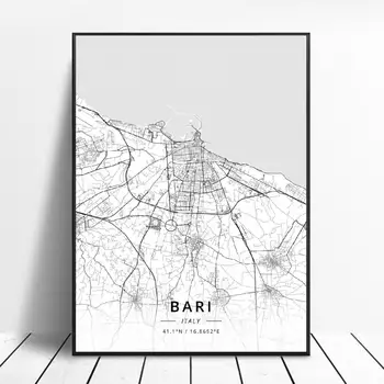 

Bari Rimini Catania Perugia Cagliari Ravenna Italy Map Canvas Art Poster