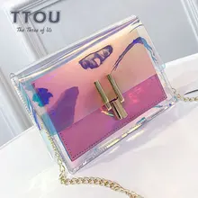 TTOU модные прозрачный мини-сумки с голограммой летние пляжные клапаном сумка через плечо женская сумка через плечо лазер женский Курьерские сумки