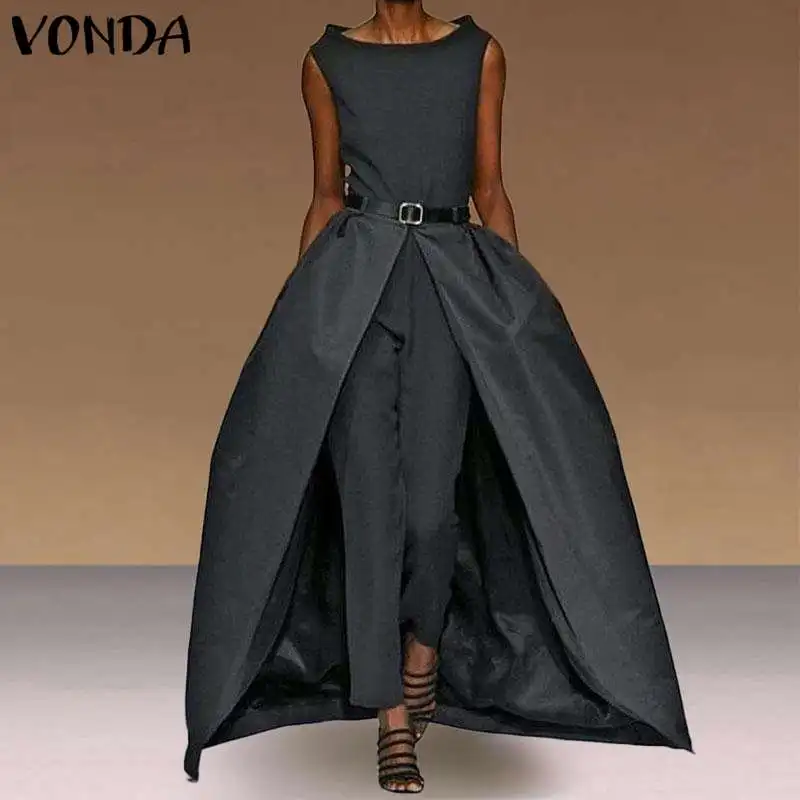 VONDA Woman Rompers And Jumpsuits Sexy Sleevelesss Solid Playsuits Office Ladies Overalls Female Vintage Trouser Pus Size Pants VONDA Woman Rompers And Jumpsuits Sexy Sleevelesss Solid Playsuits Office Ladies Overalls Female Vintage Trouser Pus Size Pants