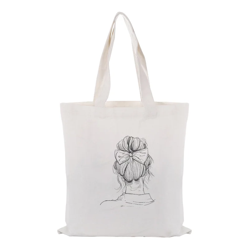 

canvas tote bag text DIY handbag print customized printing logo daily use foldable shopping bag personlity Reusable