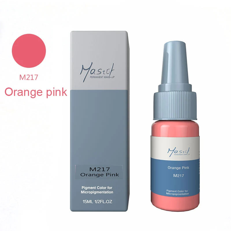 Mastor Permanent Makeup tattoo ink, pure organic liquid pigment 1/2Oz(15ml) for eyebrow/lip tattoo ink - Color: M217 Orange pink