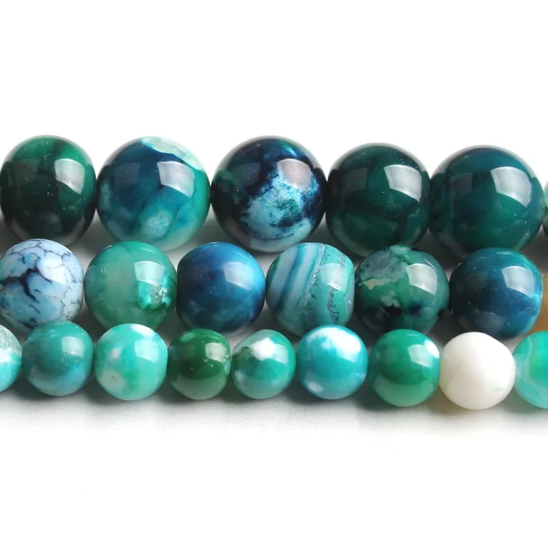 6/8/10mm Natural Blue Ice Craked Agates Stone Beads Round Loose for Jewellery Making Bracelet Necklace 15&quot/Strand | Украшения и