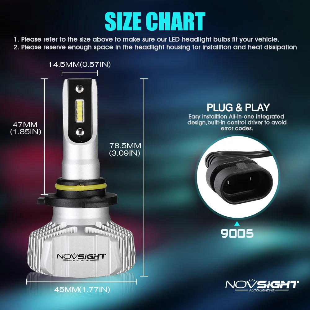 NOVSIGHT H7 светодиодные лампы H4 диодные лампы для авто H1 H8 H11 комплект фар 9005 HB3 9006 HB4 для Авто 12V Светодиодный светильник 50W 10000LM