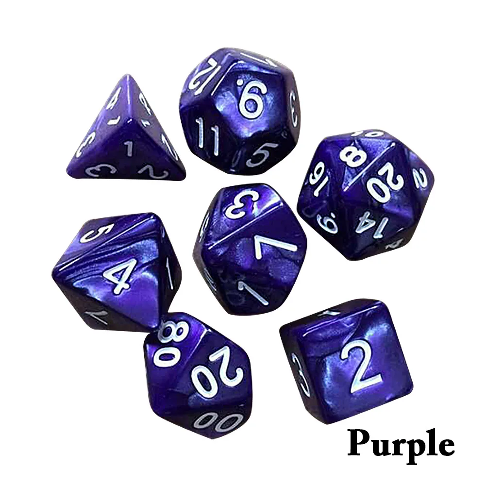 Dados De Rpg 7Pcs/Set Polyhedral RPG Games Dice with Marble Effect D4-D20 Multi Sides Dice Pop for Dnd Board Games