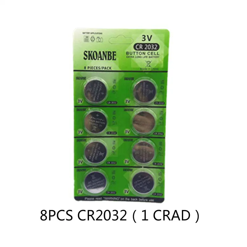 

OOLAPR Green 8PCS=1card CR2032 DL2032 3V button battery coin battery watch toy lithium battery