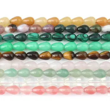 

6x9mm Malachite Opal Indian Agates Water Drop Stone Beads for Jewelry Making Bracelets for Women 15‘’