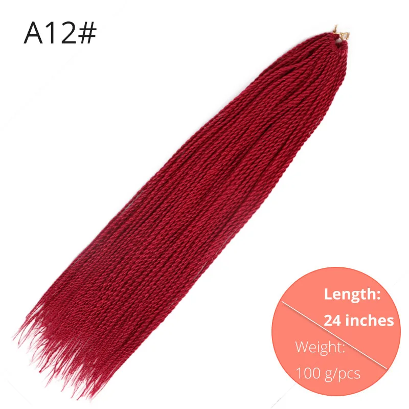 AISI BEAUTY 24inch Ombre Senegalese Twist Braiding Hair Crochet Braids Synthetic Crochet Hair Extensions Black Brown Women - Цвет: A12