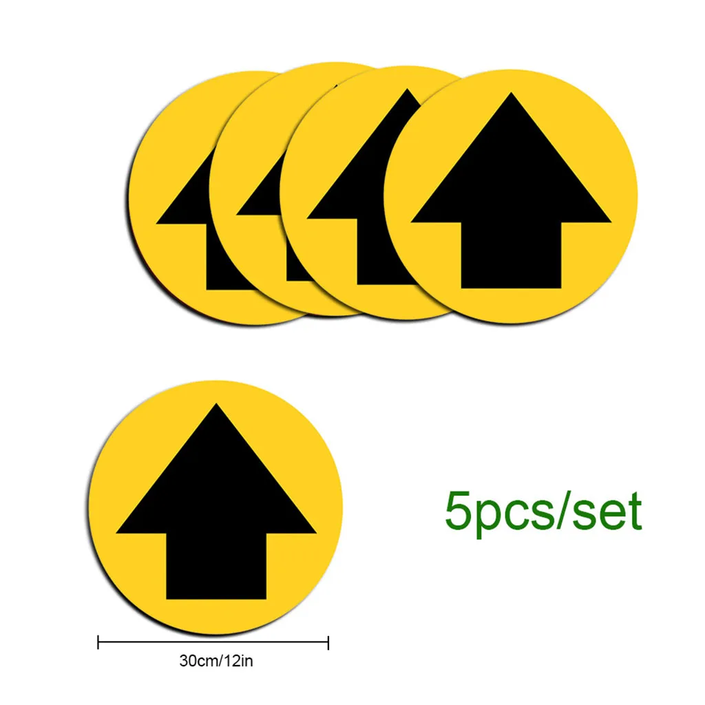 5pcs Social Distancing Floor Decals Safety Floor Sign Marking Direction Quoues