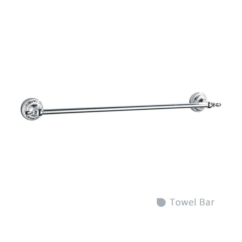 Single Towel Bar Аксессуары для ванной комнаты, керамический набор s, латунный хромированный держатель для туалетной щетки, вешалка для полотенец, аксессуары для ванной комнаты, набор керамических товаров для ванной комнаты - Цвет: Single Towel Bar