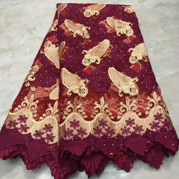 

latest design of red hot diamond embroidery for African women Christmas lace fabrics high quality French lace fabrics