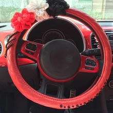 Красные девушки бриллианты натуральная кожа чехол на руль 36 см/38 см/39 см натуральный кристалл Stonescar супер аксессуары