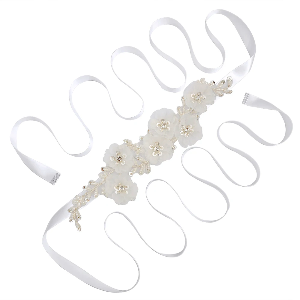 white TRiXY S249 Элегантные цветы Свадебные ремни свадебные аксессуары ручной работы красивые цветы свадебные пояса ремни свадебного платья - Цвет: white