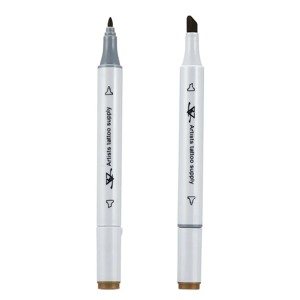 Dual-tip Tattoo Body Art Piercing Skin Marker Pen Body Art Tattoo Supply Pen Flat/Thick Tip Marker Tool Artist Tattoo Accessory
