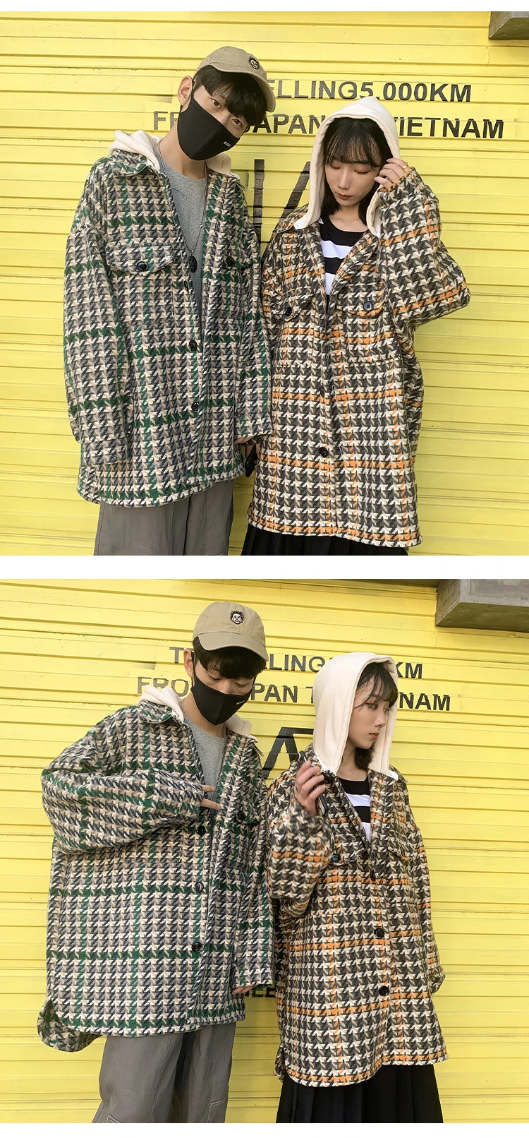 Winter New Korean Version Of European And American Style Casual Loose Lattice Hooded Thick Section Coat