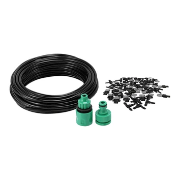 

15M Mini DIY Irrigation Water Cooling System Sprinkler Nozzle Outdoor Garden Patio Greenhouse Plants Hose Watering Kit