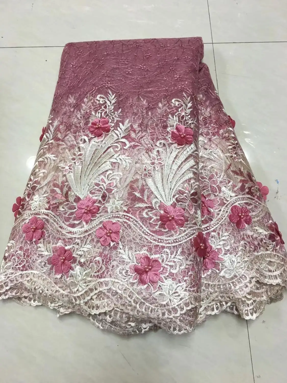 

African Lace Fabri 5 yards High Quality Guipure Lace Tulle French Embroidered Mesh Lace Fabric gold Color for African Wedding