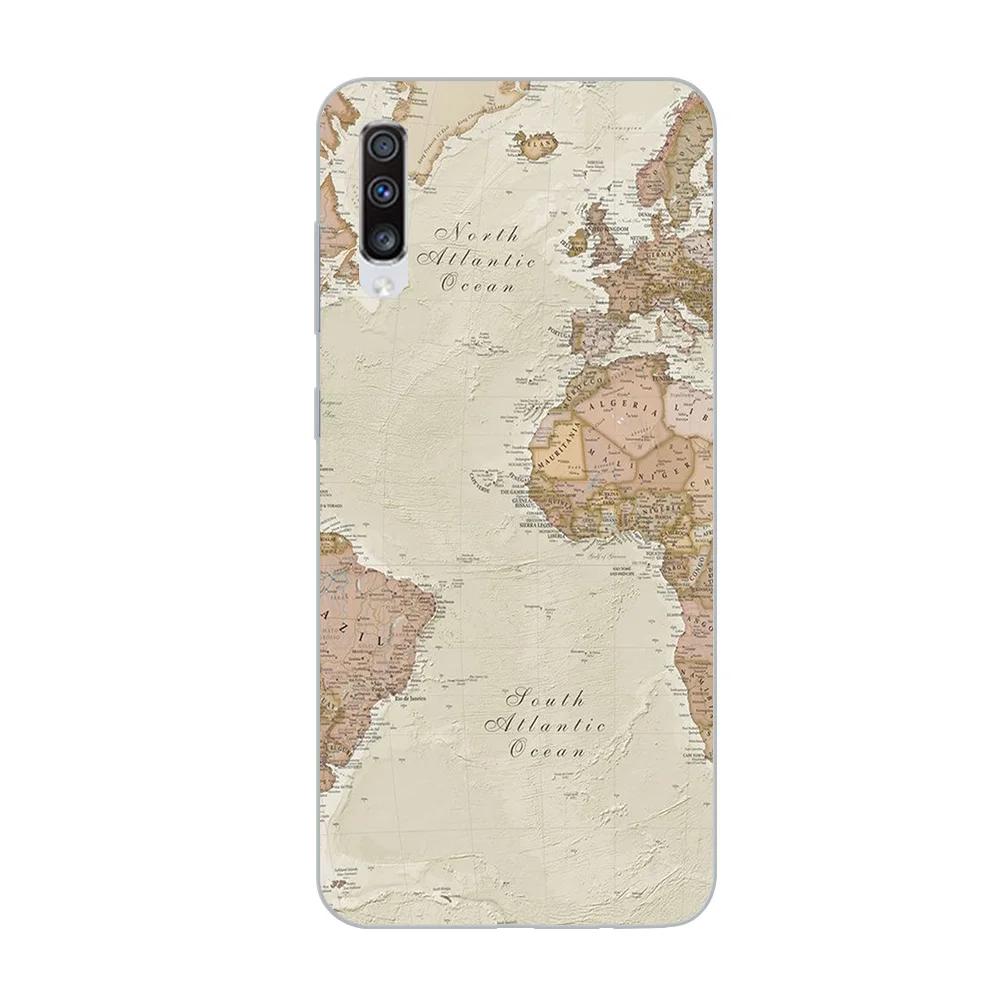 WM05746 Чехол для телефона ciciber для samsung Galaxy A50 A70 A80 A40 A30 A20 A60 A10 A20e, мягкий силиконовый чехол из ТПУ с картой мира, чехол для путешествий - Color: WM05746