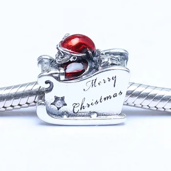 

Authentic 925 Sterling Silver Beads DIY Jewelry Sleighing Santa Christmas Charms Fit Original Pan Bracelet Women DIY Jewelry