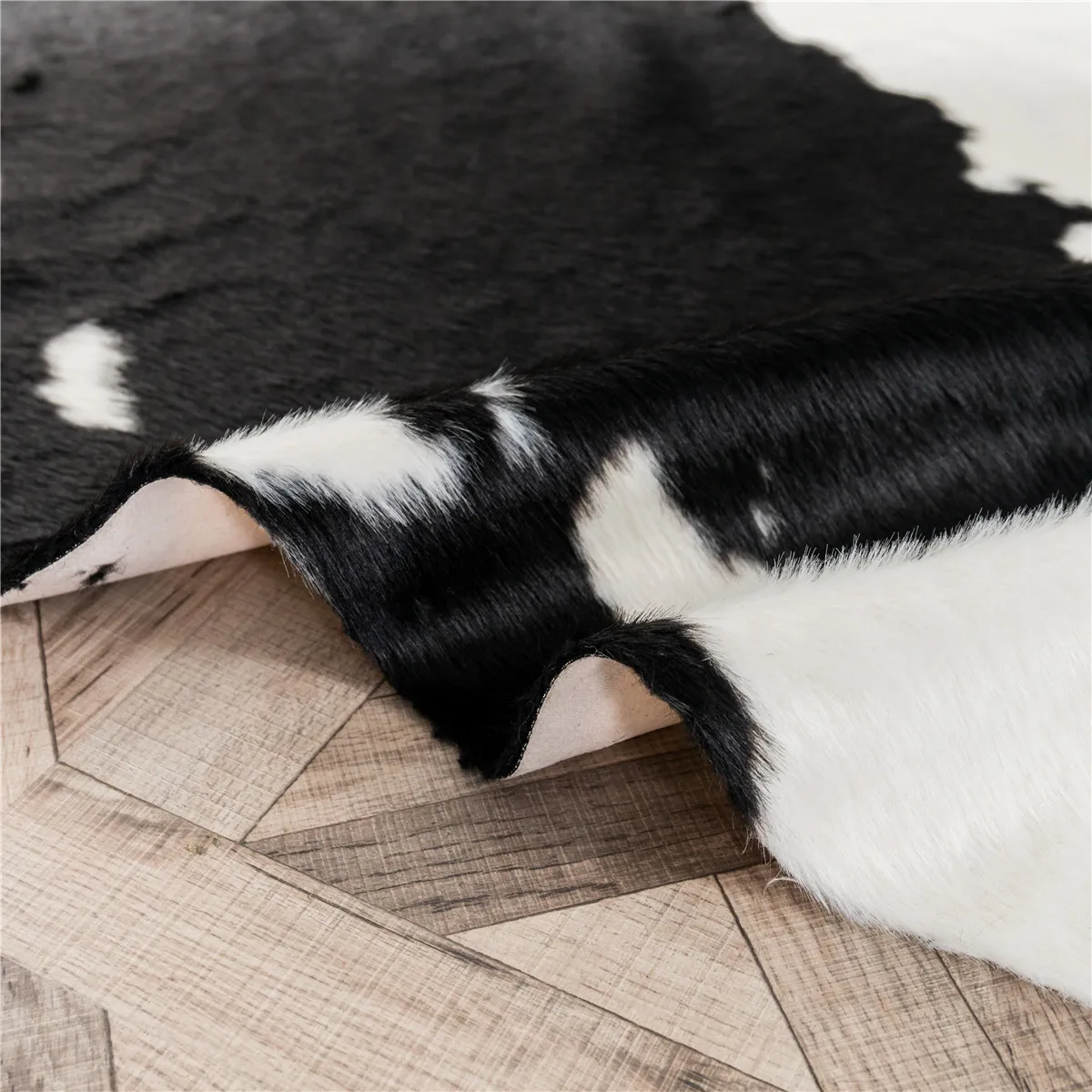 New White Black Cow Faux Zebra Skin Cowhide Carpet Big Size Brown  Imitation Leather Natural Stripe Cowskin Mat 4