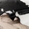 New White Black Cow Faux Zebra Skin Cowhide Carpet Big Size Brown  Imitation Leather Natural Stripe Cowskin Mat 4