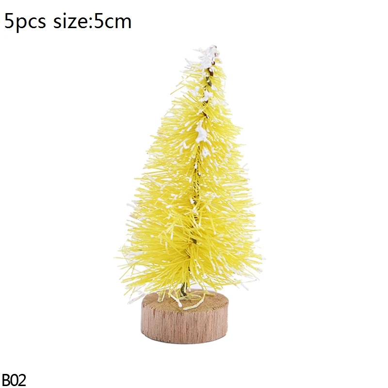 B02-5cm-5pcs yellow Мини Рождественская елка красная и Золотая миниатюрная Рождественская елка Navidad искусственная Рождественская елка украшения для рождественской вечеринки - Цвет: B02-5cm-5pcs yellow