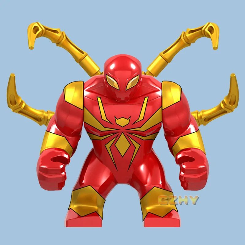 

Single sale Marvel Superhero Spiderman in steel armor Peter Parker souvenir DIY Figures Model Blocks Children Toys GD197