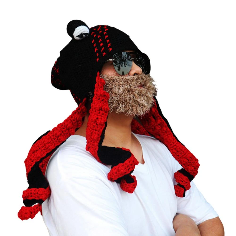 klodset illoyalitet Udelade Crochet Viking Hat Beard | Vikings Christmas Hat | Octopus Hat Men |  Octopus Crochet Hat - Skullies & Beanies - Aliexpress