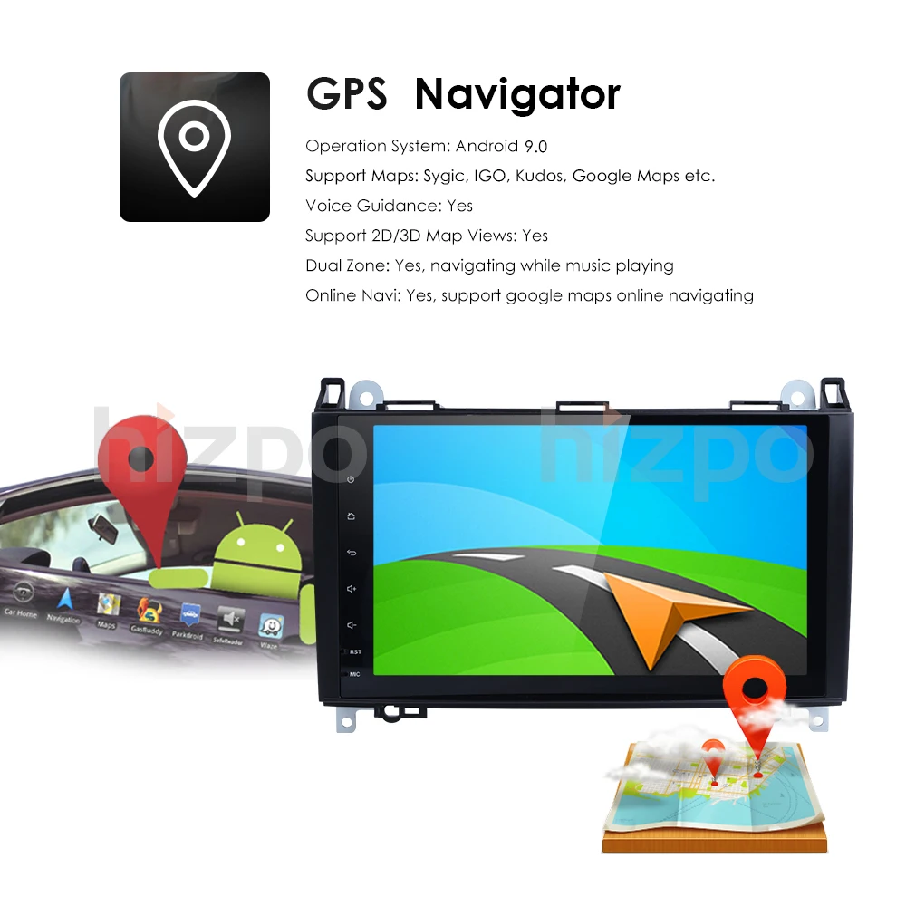 Flash Deal Ossuret Android 9.0 2Din Car DVD GPS for Mercedes Benz B200 A B Class W169 W245 Viano Vito W639 Sprinter W906 Wifi BT FM/AM SWC 18