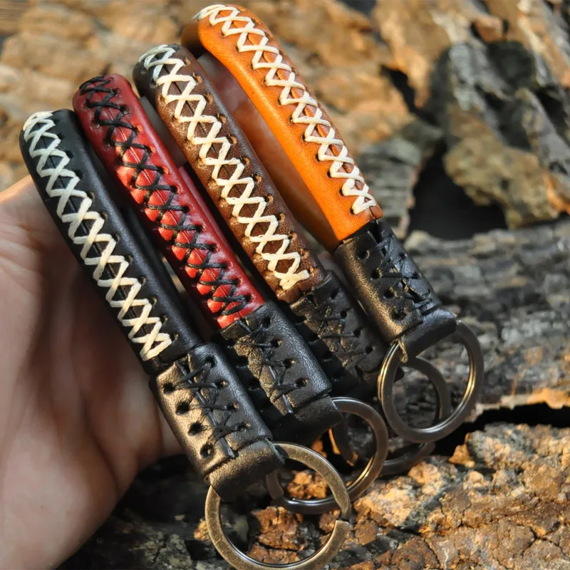 Классический ручной вязки кожаный брелок креативная пара школьный брелок для ключей Llaveros кулон из натуральной коровьей кожи аксессуары на цепочке для ключей от автомобиля|Брелоки| | АлиЭкспресс
