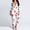 Women Christmas jumpsuit With Butt Flap For Adults Sexy Sleepwear Romper Women's Open Butt Pajamas Xmas Pyjama Long Nighties ► Photo 3/6