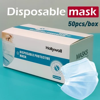 

50 Pieces 3 Layers Disposable Face Masks Anti Dust Cozy Mouth Mask Windproof Mouth-muffle Anti Droplets PM2.5 Masks