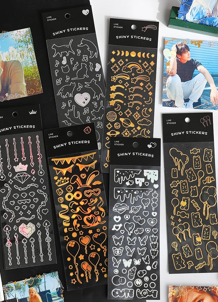 New Arrival Dark Style 1/4/9pc/8pc/6pc Full Set Series Decorative Stickers Kawaii Kpop Idol Card Album Sticker Korean Stationery