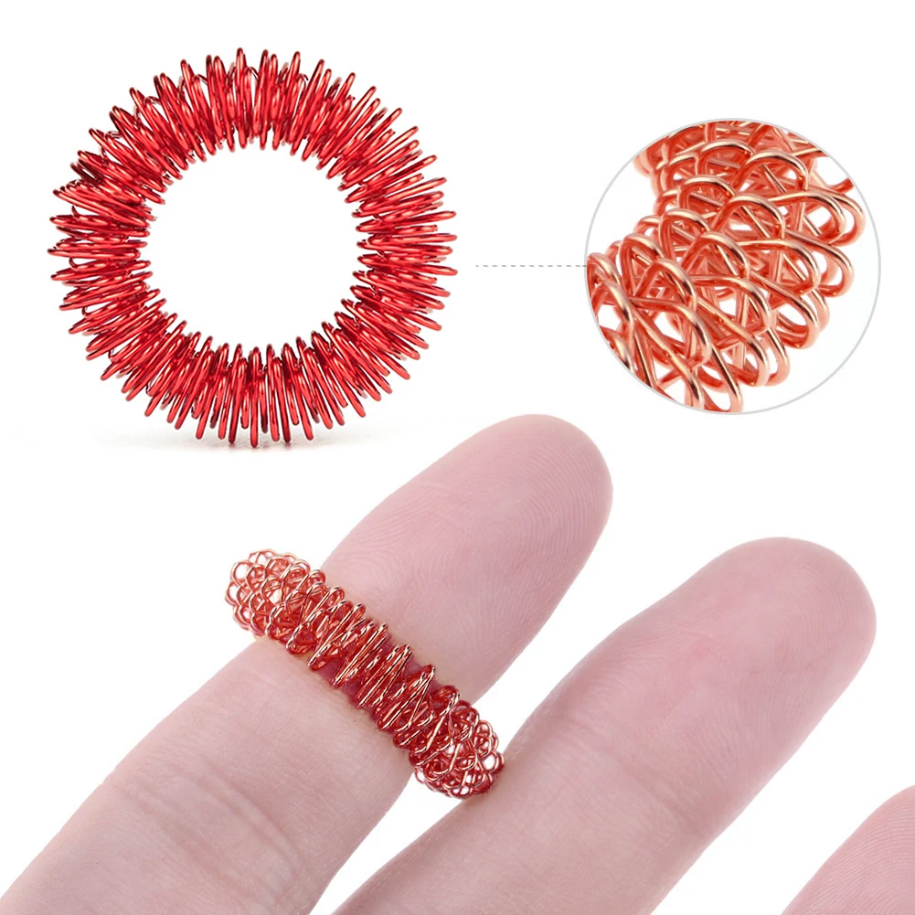1pc Stainless Steel Finger Massage Ring Acupuncture Ring Hand Finger Massager Pain Relief Stress Health Care