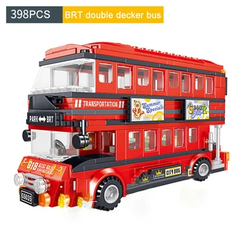 

High Quality Vehicle Series Building Blocks Small Particle Truck Double-Decker Bus Mini Model Bricks Toys Kids Gifts