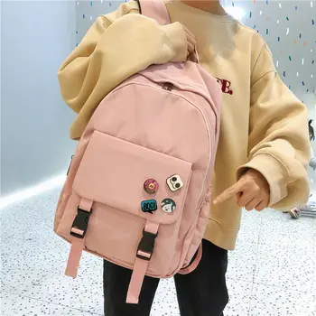 

Simple Large Backpack Women School Bags for Teenage Girls Teen Bagpack Pink Lightweight Oxford Preppy Campus Back Pack Female