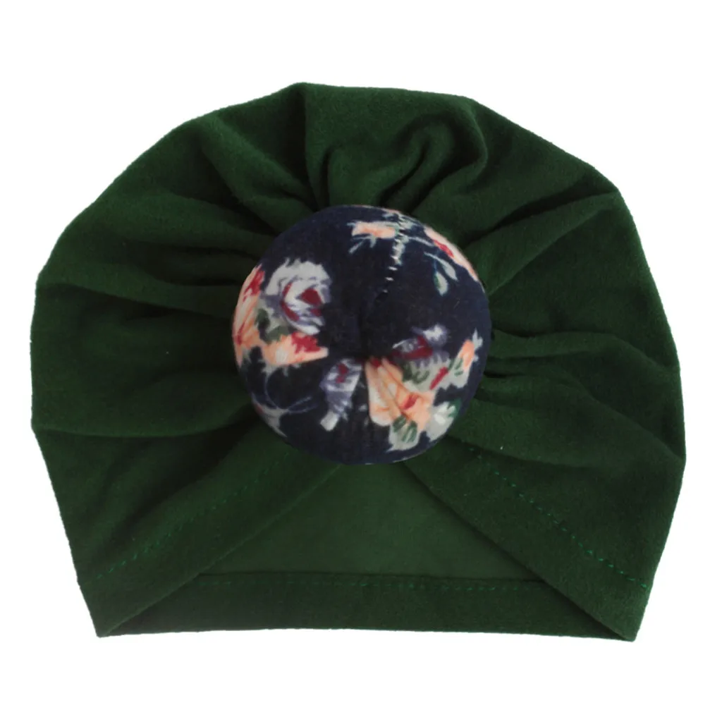 Шапка-тюрбан для новорожденных; облегающая шапка для девочек; зимняя теплая детская шапка с цветочным рисунком; реквизит для фотосессии; зимняя шапка для детей; шапка для девочки - Цвет: K