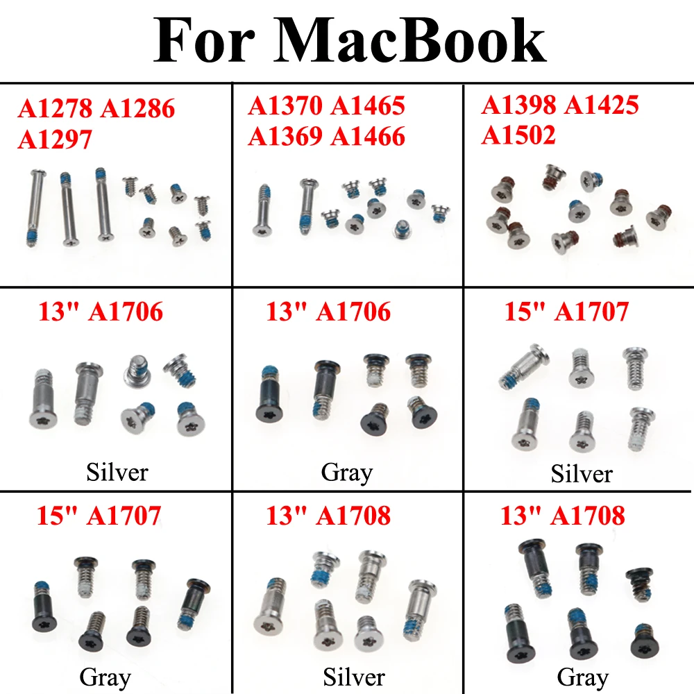 1 комплект 13 &quot15&quot 17 &quotзадняя крышка винт для Macbook компьютера A1278 A1465 A1398 A1369 A150A 1706