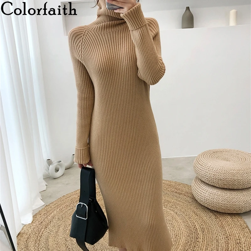 Colorfaith новинка 2020 весна-осень женские платья пуловер свитер элегантное