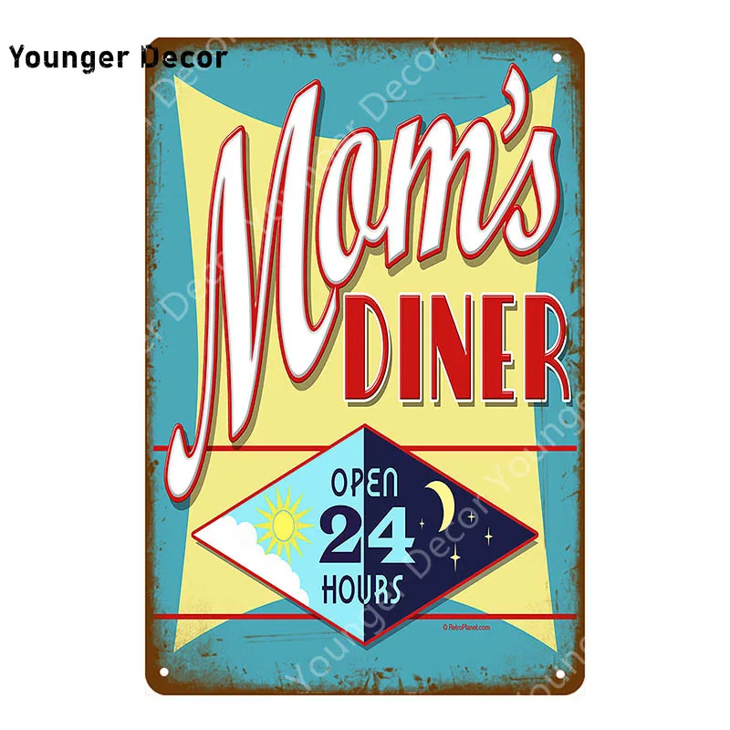 Mom's Diner настенный плакат завтрака обедов Ешьте. Пейте. Хороший фаст-фуд винтажная металлическая вывеска для паба, бара домашний Дом Кухня Декор YI-049