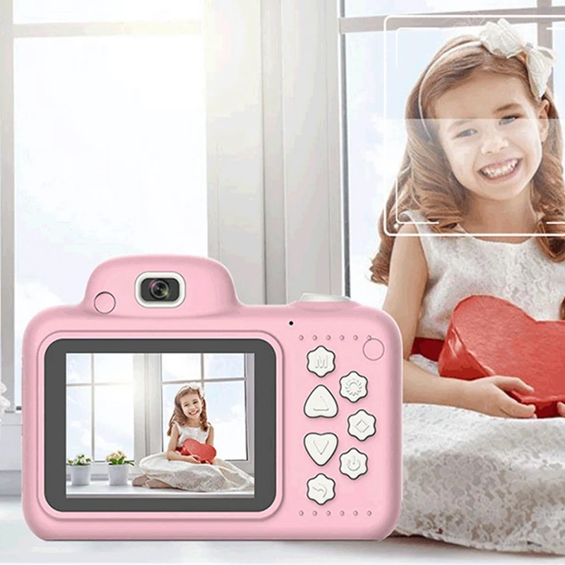 ABKT-Kids Camera Mini Children Slr Camera 2.4 inch Screen 8Mp With 16G It Card Dual Lens