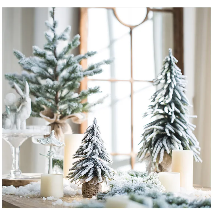 Miz Artificial Christmas Tree New Year Decoration Home Xmas Cute Ornament Desktop Gifts Small Table Mall Window Snow Fir Decor